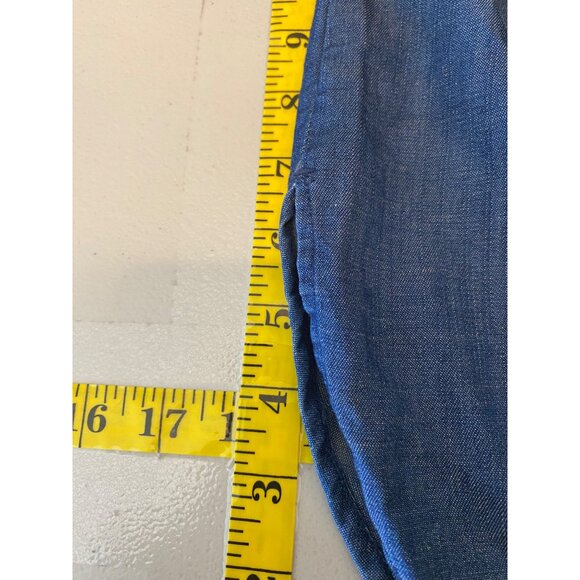 Loft Chambray Button-Down Shirt Blue Long Sleeve Lightweight XL - Picture 12 of 13